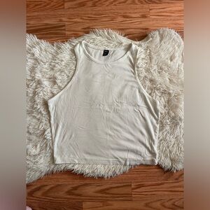 Shein Ribbed White Crop Top Tank XL